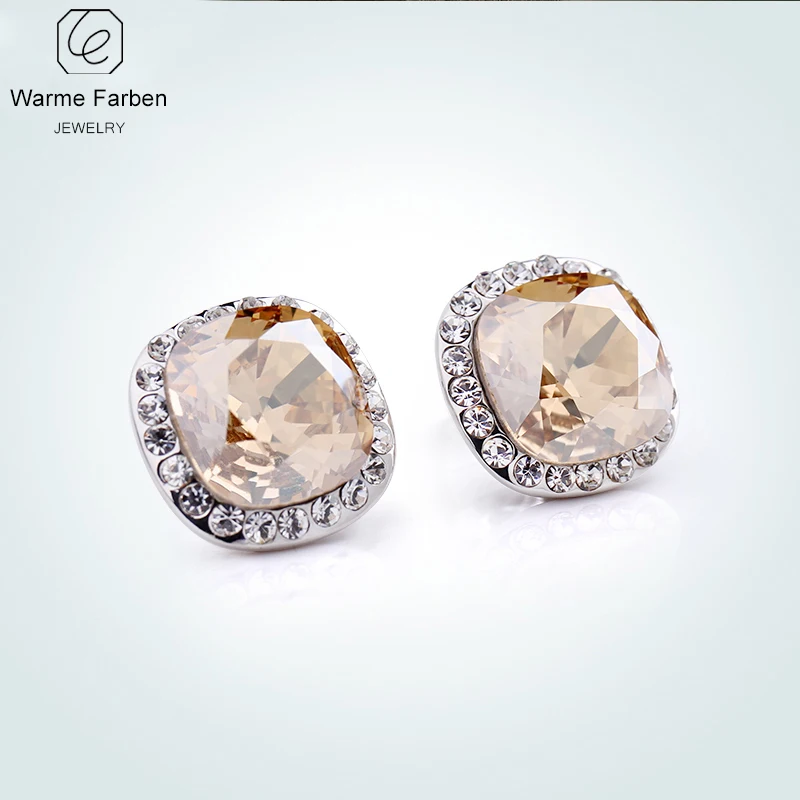 Фирма Warme Farben, хорошее ювелирное изделие, женские серьги с кристаллами Swarovski, инкрустированные цирконием, квадратные Кристальные серьги-гвоздики, женские серьги