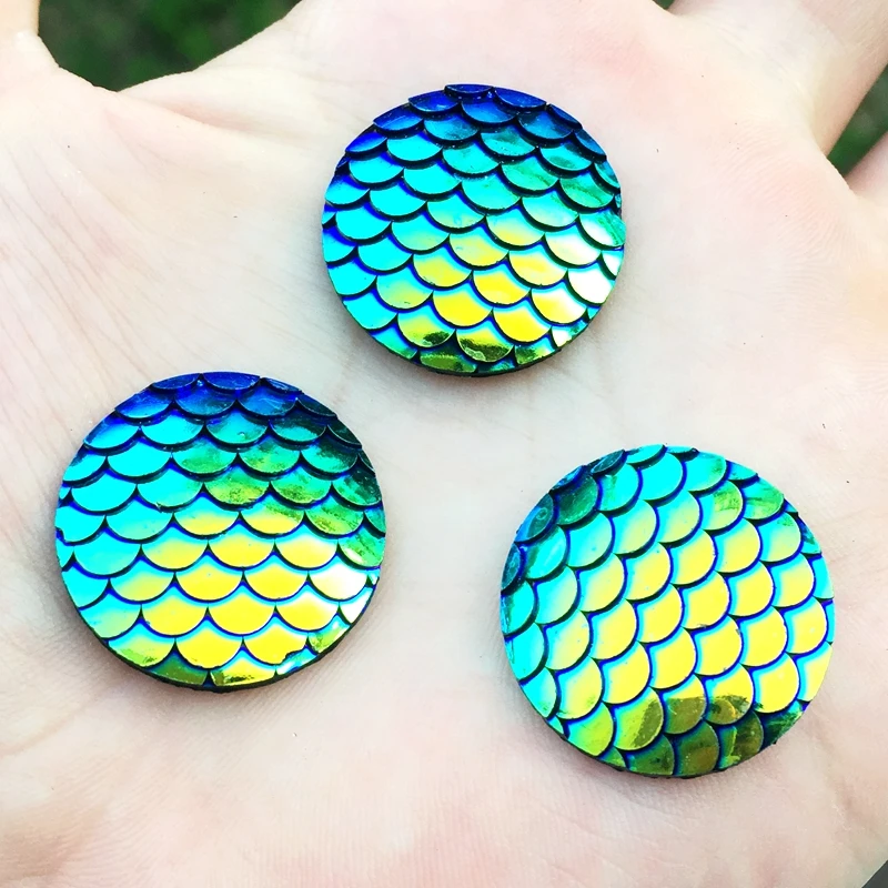 25 мм 60 шт. смола AB Bling Fish Scale Flatback Стразы Круглый Кабошон фотоэлемент для рукоделия
