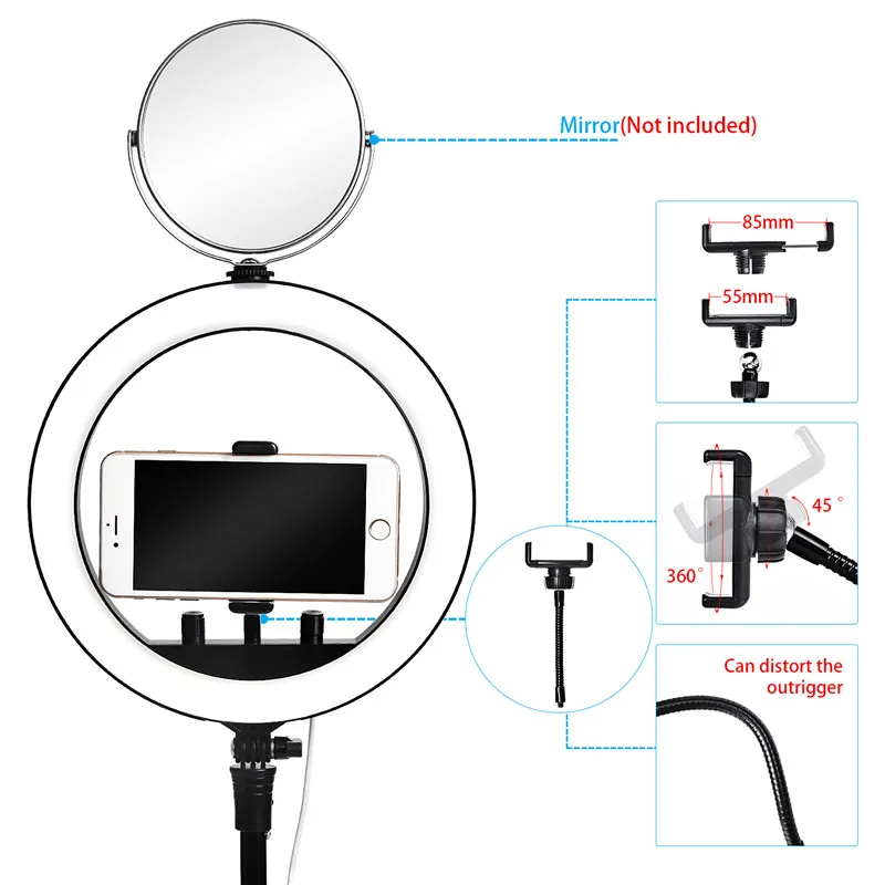 Fosoto фотографическое освещение 26 см Led Selfie кольцо свет 2700-5500 K фотостудия кольцо для фотосъемки LampTripod для камеры телефона