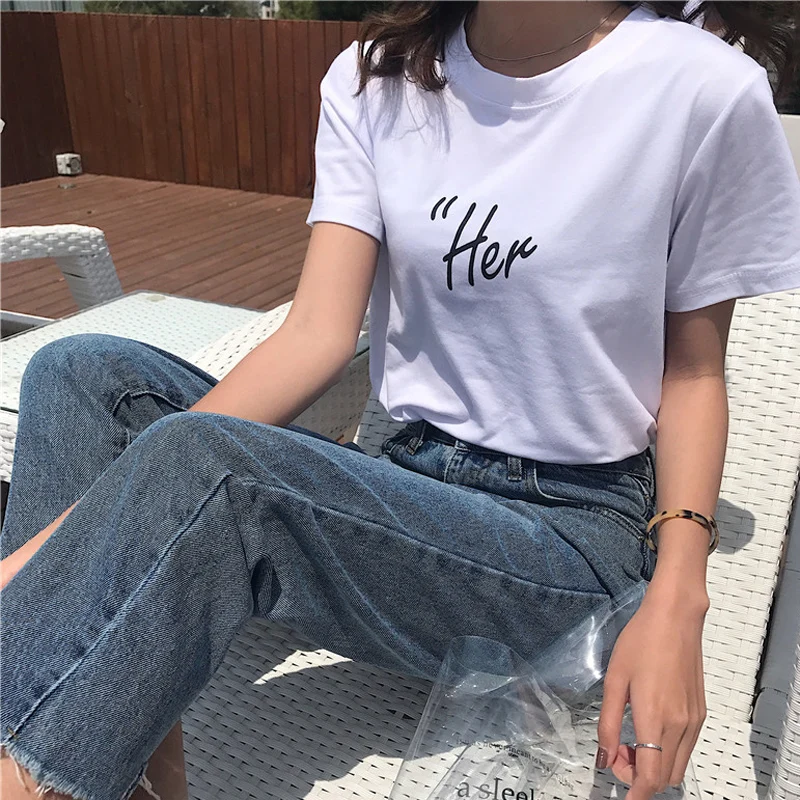 Футболка женская хлопковая с коротким рукавом и принтом | Женская одежда