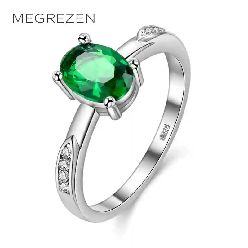 Женское Обручальное Кольцо MEGREZEN стразы ювелирное изделие с кольцо зеленым