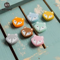 presale 5pc silicone beads mini fox head shape food grade silicone teething necklace tiny rod accessories bpa free baby teethers