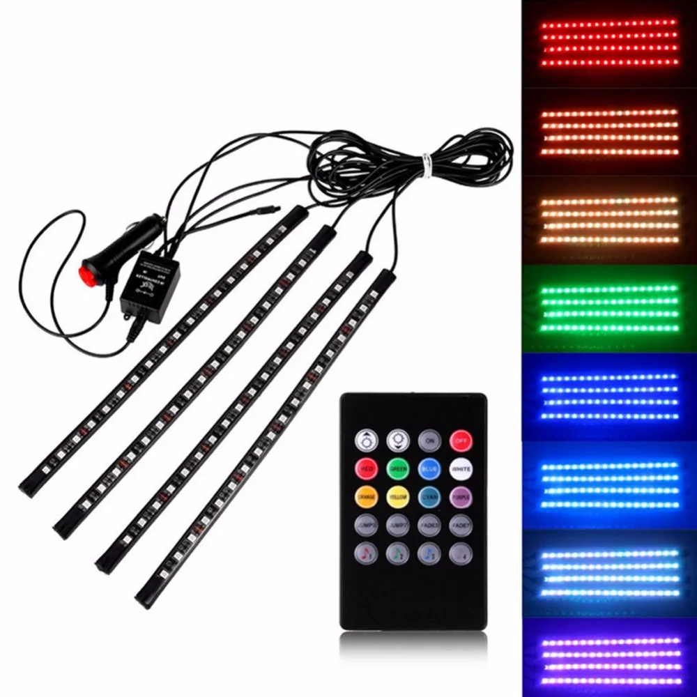 Горячая Распродажа 4 шт. Автомобильная атмосферная лампа с пультом