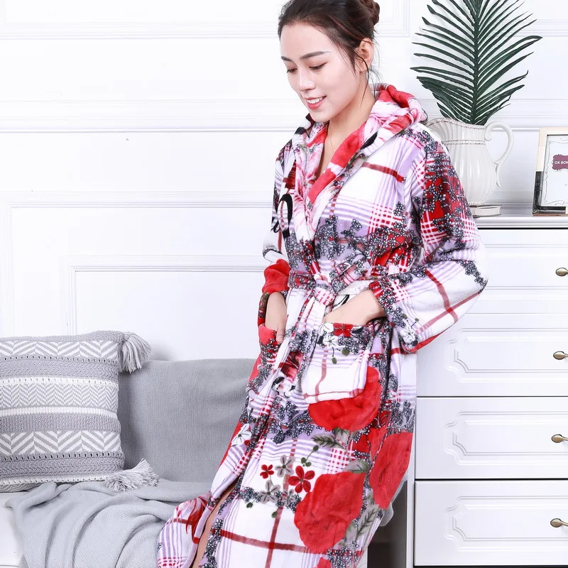 StyleP Халат из кораллового флиса, ночная рубашка, халаты, женские осенне-зимние пижамы, домашняя одежда для мужчин, с длинным рукавом, мягкая теплая Толстая Пижама H5625 - Цвет: StyleP