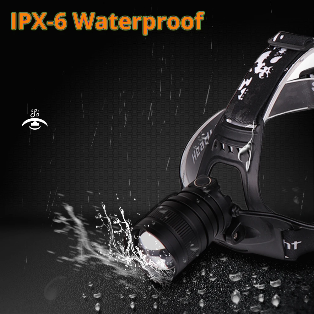 100% настоящий светодиодный налобный фонарь XHP50 супер яркий V6 XHP70.2 18650 с USB зарядкой
