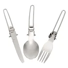 Складные столовые приборы из нержавеющей стали, комплекты с ножом, вилка, ложка, портативные столовые приборы, посуда, износостойкая, для кемпинга, пикника