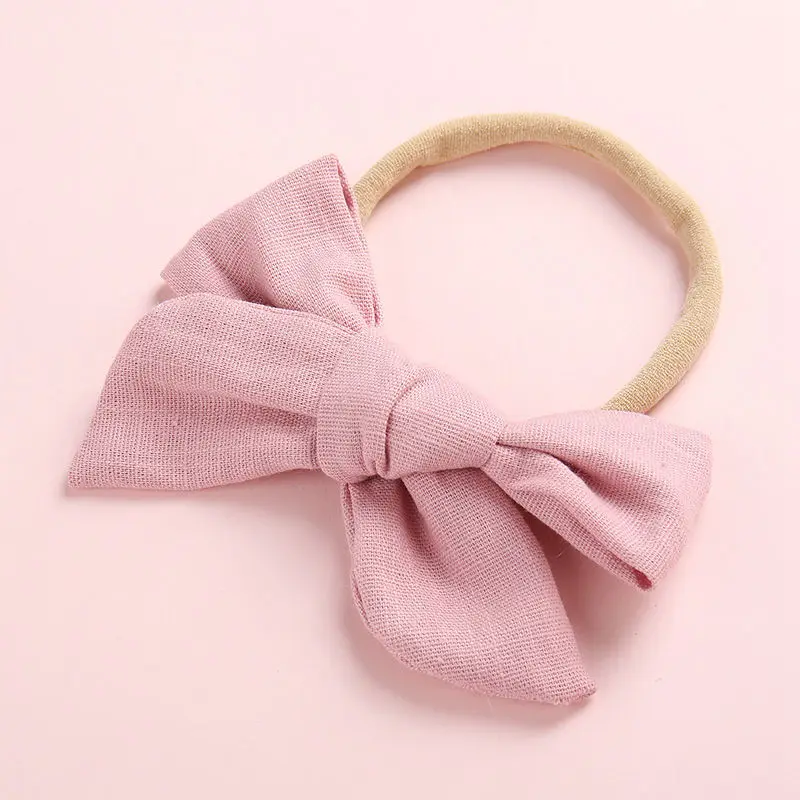 11 Old pink Весенний хлопковый бант для детей, нейлоновая повязка на голову для малышей, Пасхальная повязка на голову, заколка для волос нейтрального цвета, банты для волос HB326S - Цвет: 11 Old pink