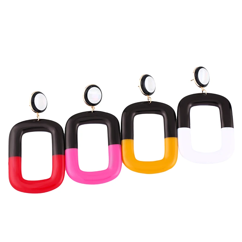 Женские квадратные сережки подвески FLOLA красные винтажные из черной смолы