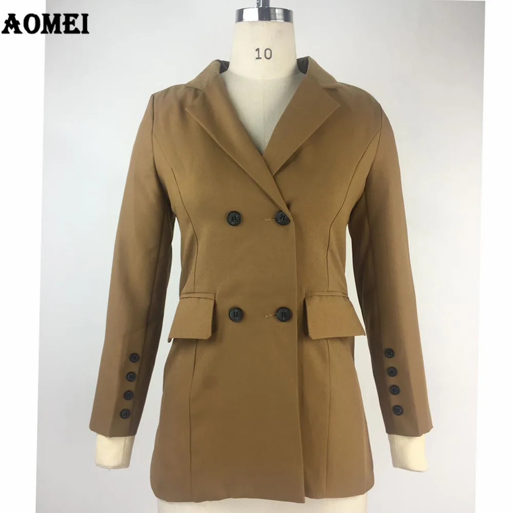 Весенний женский клубный пиджак верблюжьего оттенка повседневный модный костюм