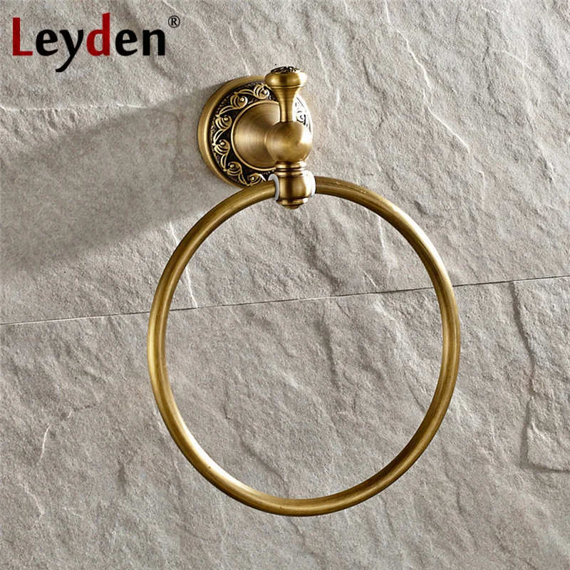 Настенный держатель для полотенец Leyden из античной латуни/искусственной кожи |