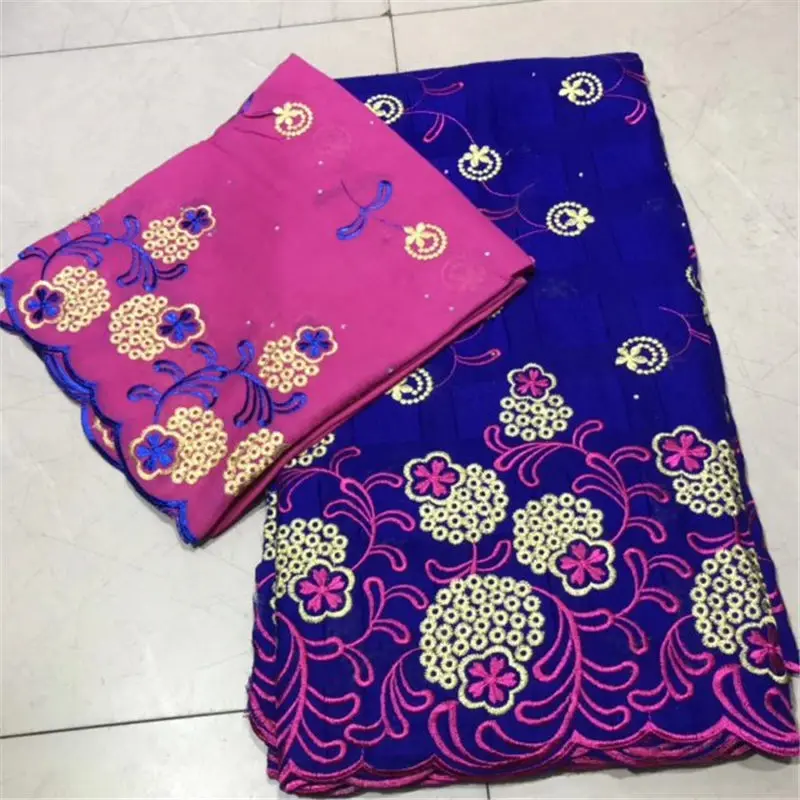 Африканский Базен Riche ткань с Тюль пряжа шарф Набор 5 + 2 ярдов/партия Роскошные