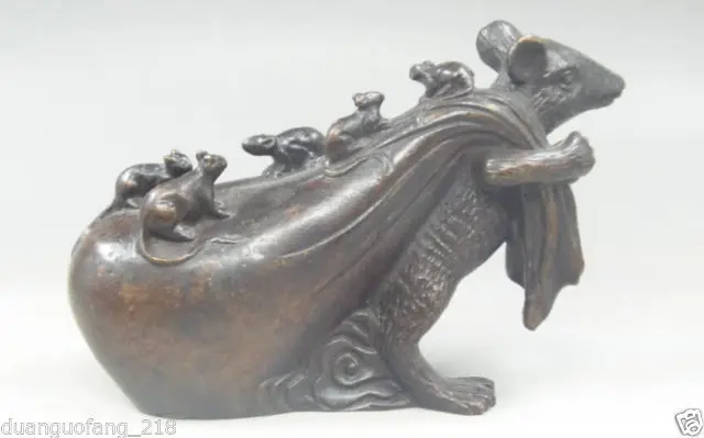 Исцеляющая Коллекционная медная резьба Милая мышь для переноски Слиток Статуя