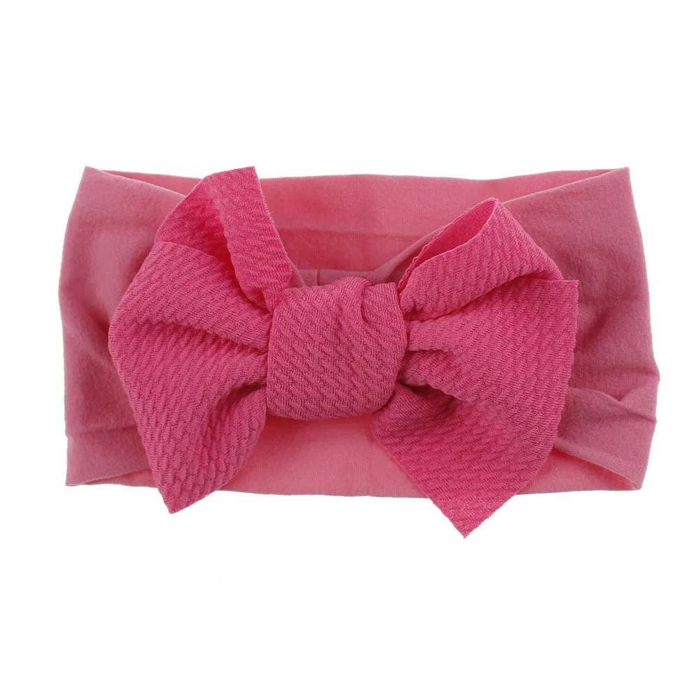 Hot pink Nylon " большой бант нейлон Эластичный обруч для головы для девочек детские повязки на голову DIY ручной работы мягкий гибкий бант повязка для волос аксессуары для волос - Цвет: Hot pink Nylon