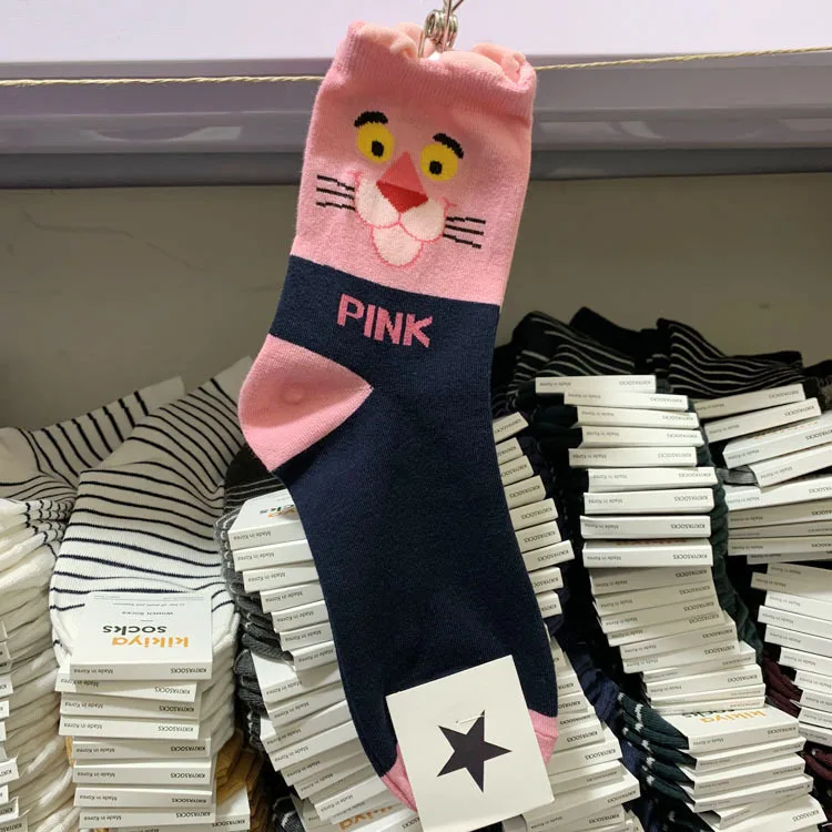 Корейские милые носки хлопковые с забавным рисунком высокого качества женские