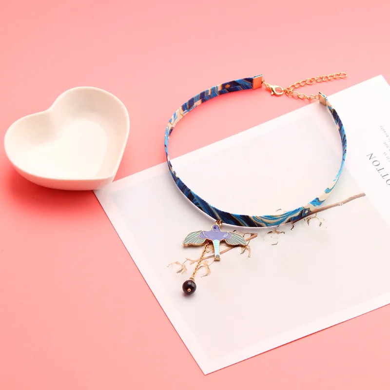 DoreenBeads классический японский стиль лента веревочка кукла чокер милый романтический женский розовый цветок бусина короткое ожерелье с подвеской, 1 шт