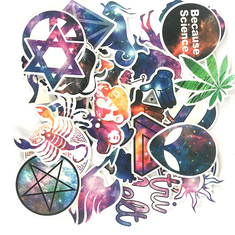 36 шт./лот наклейки с галактикой звездное небо смешанные смешные аниме граффити