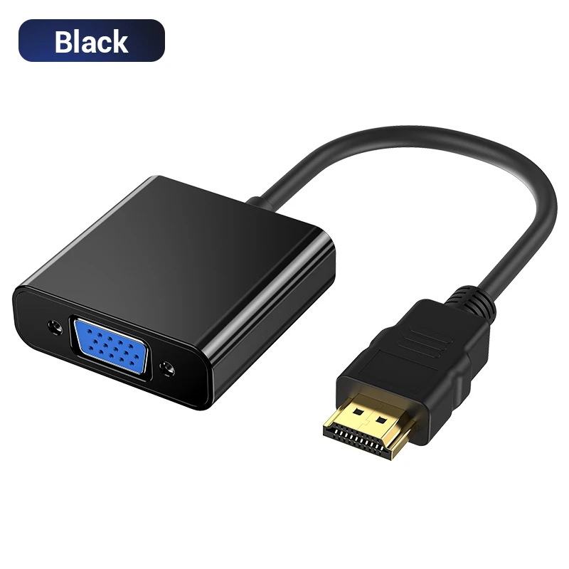 TOPK HDMI к VGA адаптер с аудио HD видео конвертер кабель для Xbox компьютер ПК ноутбук ТВ к проектору - Цвет: Черный