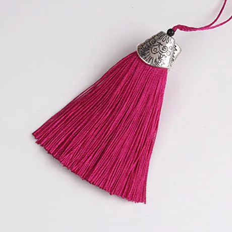 Hot pink 10 шт., 8 см, цветные шелковые кисточки с колпачками, декоративные подвески с кисточками, серьги с подвесками для самостоятельного изготовления ювелирных изделий, аксессуары для вешалки - Цвет: Hot pink