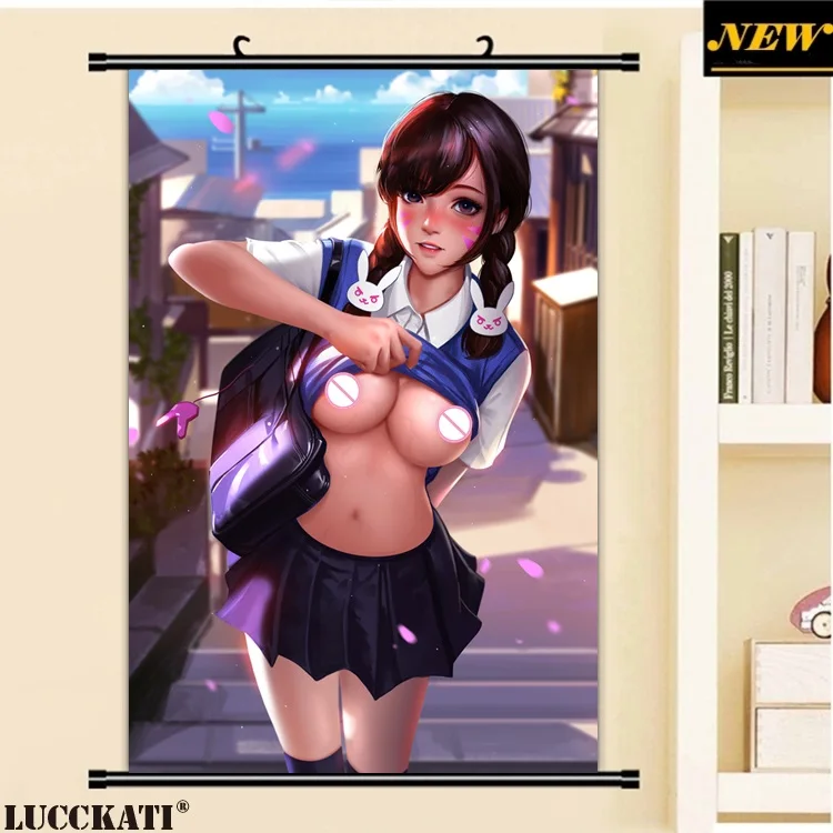 40X60 см D. Va Mercy Widowmaker Tracer соски без бюстгальтера голый лоли cameltoe мультфильм аниме Настенная картина прокрутка холст живопись плакат