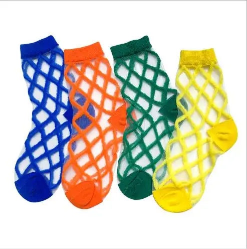 

Children's socks summer thin mesh rhombic boys and girls crystal sock