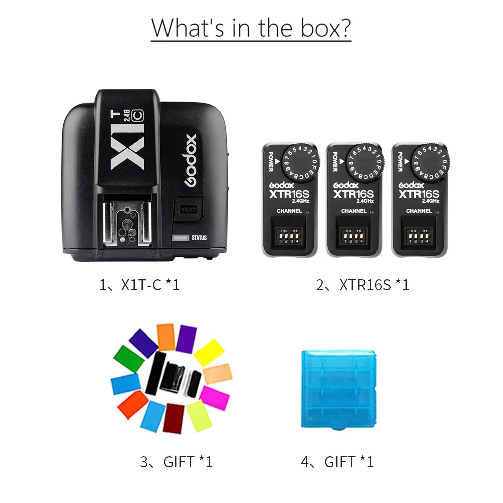 Godox X1T C TTL беспроводной передатчик с 3 шт. XTR 16S 2 4G Управление питанием флэш