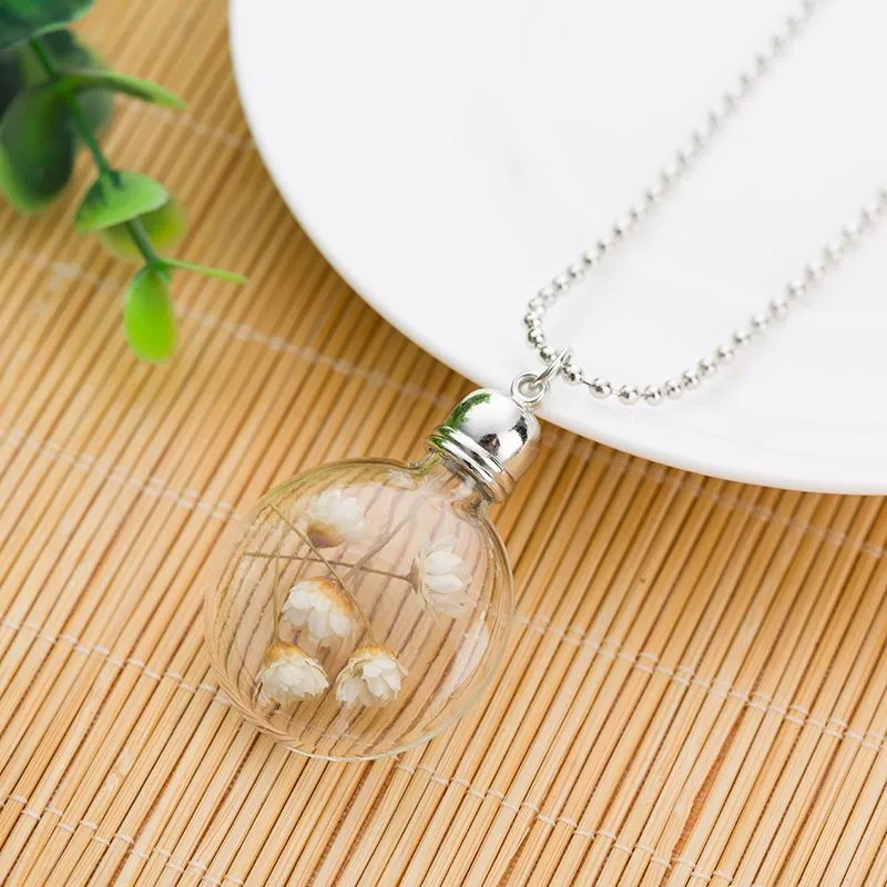 SUTEYI модные стеклянные бутылки ожерелье шаровая цепь тон белый кулон с высушенным