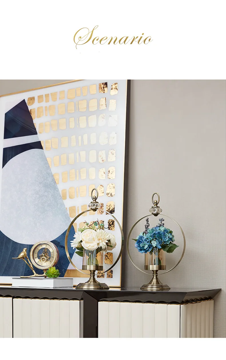 Роскошные Металлические стеклянные вазы, образец комнаты, высококачественный подсвечник, украшения для дома, Европа, гостиная, Цветочная композиция, свадебная ваза