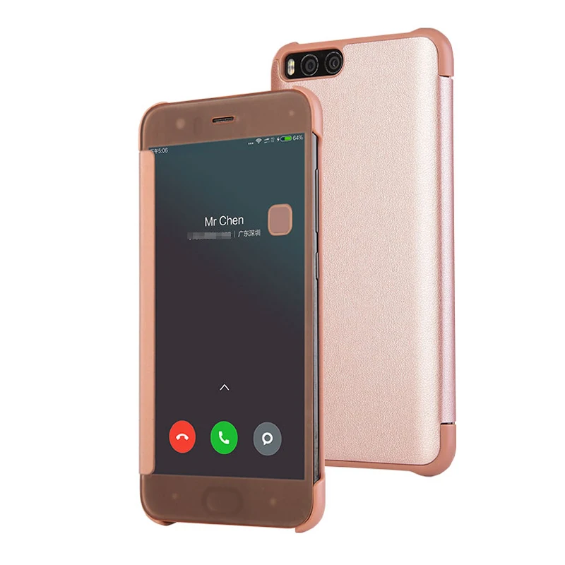Кожаный чехол CAPSSICUM Mi6 для Xiaomi Mi 6 полупрозрачный флип с окошком экрана