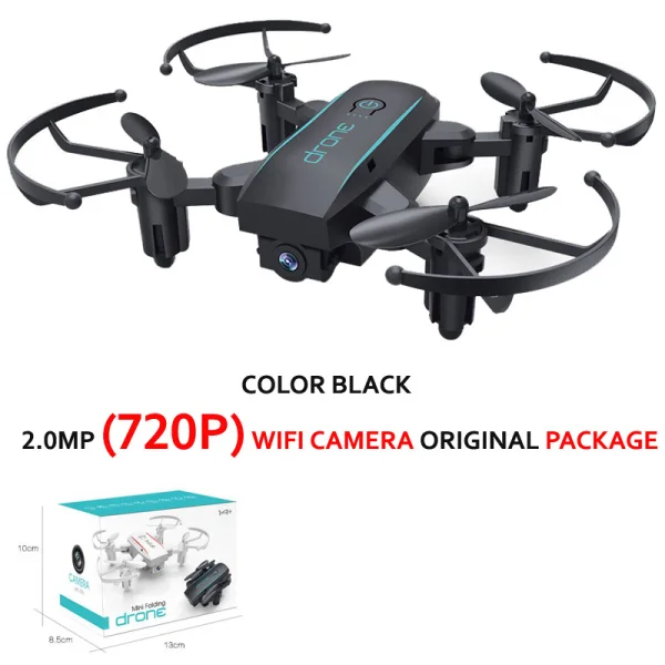2mp black original HY 1601 мини Дроны с камерой HD 720P Квадрокоптер Дрон складной в реальном времени видео Безголовый wifi FPV Квадрокоптер RC вертолеты - Цвет: 2mp black original