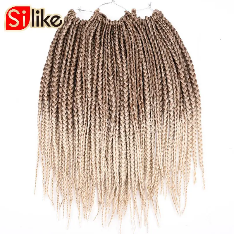 Ombre Synthtic черный зеленый 18 дюймов микро вязание крючком коробка косы для наращивания волос 24 корней волос Плетение для черных женщин от Silike