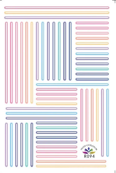 5 листов 8 Тип японский ультратонкий Neon stripes УФ ногтей Стикеры конструкции клейкие 3D ногтей Книги по искусству Стикеры s наклейки Книги по искусству украшения R093-100 - Цвет: R094 5sheet