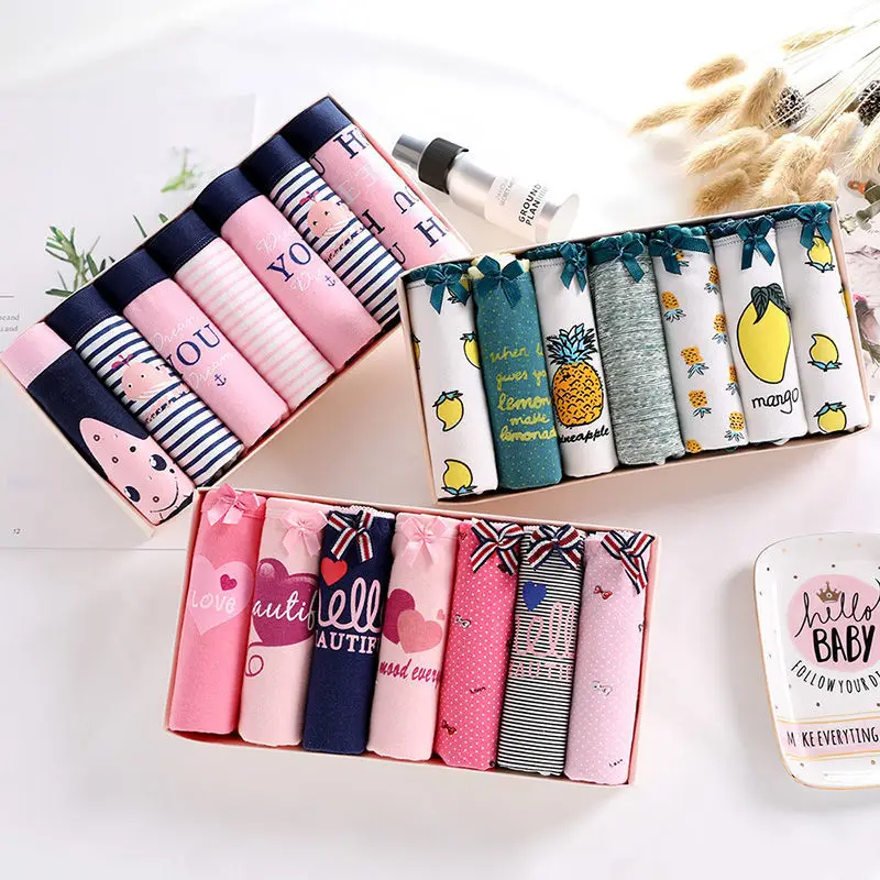 Трусики женские хлопковые 7 шт./лот нижнее белье пикантные трусики шорты милая