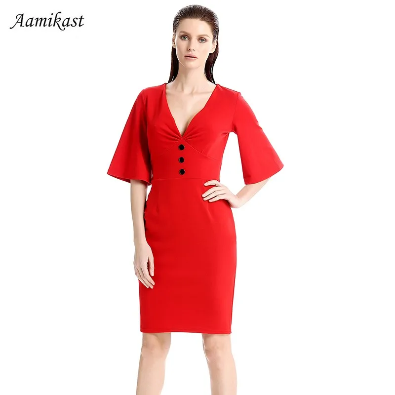 Винтажное женское платье миди с V образным вырезом и рукавом 3/4 на пуговицах