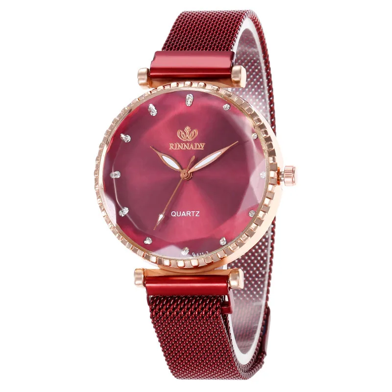 Женские наручные часы с цветным циферблатом из нержавеющей стали магнитной