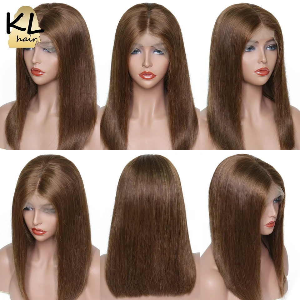KL Hair 13x6 глубокая часть человеческих волос парики натуральные черные цвет #4