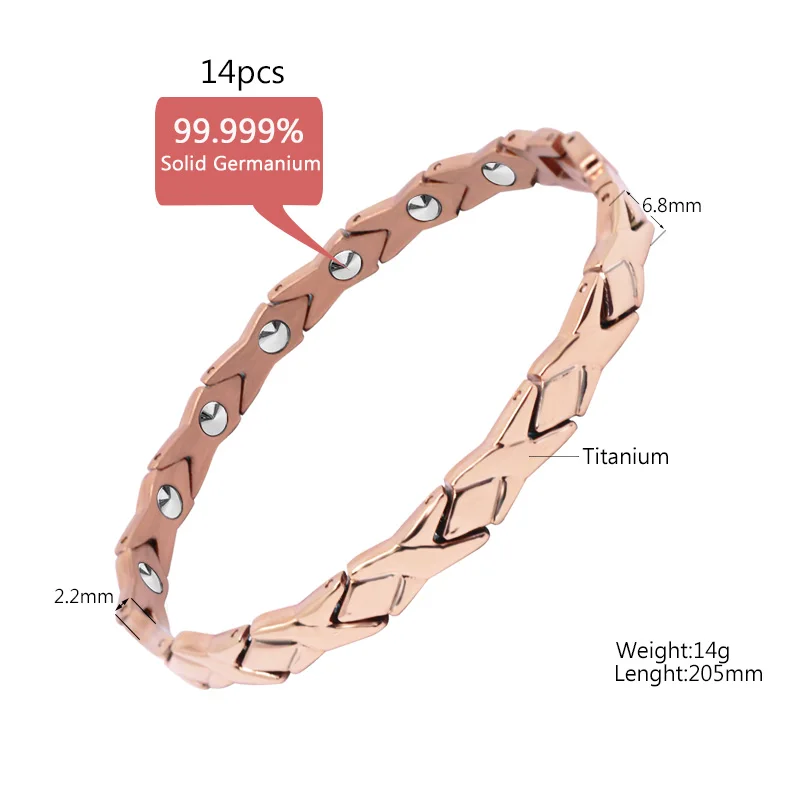 Браслеты Escalus Bowknot, 14 шт., 99.9999%, полностью чистый германий, для женщин, браслеты из розового золота, титановый браслет, очаровательный браслет
