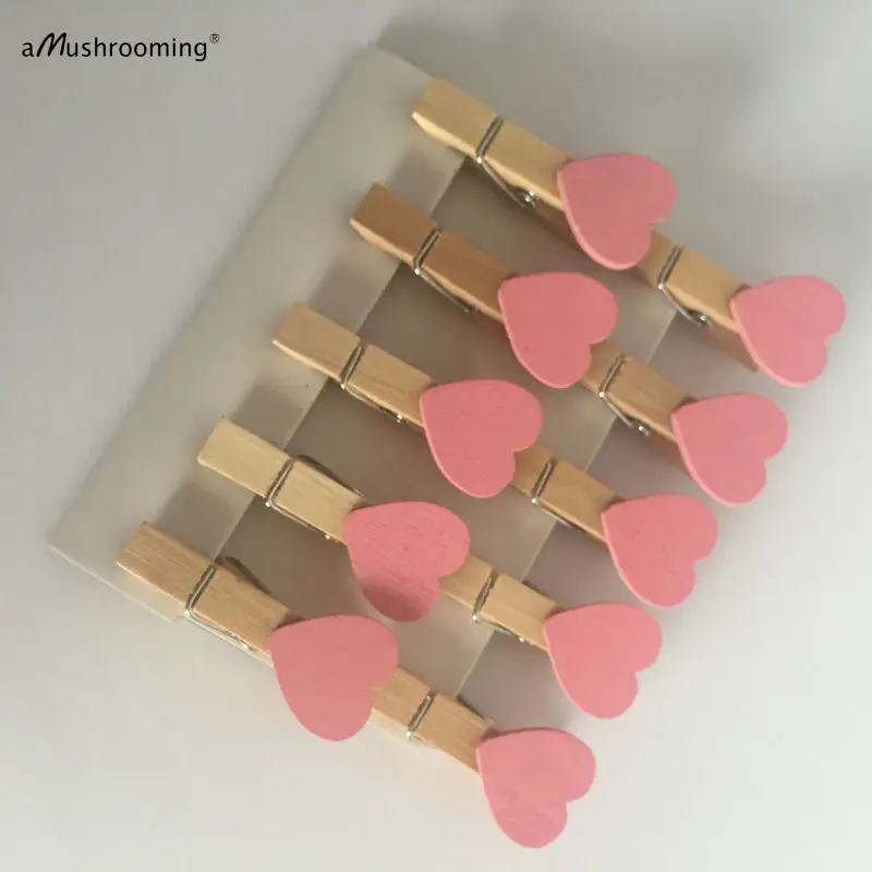 Оптовая продажа мини прищепки в форме сердца набор прищепок розового 600 розовых