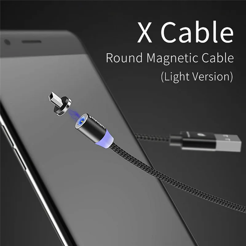 Wsken круглый светодиодный USB Магнитный кабель для iPhone X 8 7 samsung S9 S8 huawei Micro usb Xiaomi/Тип