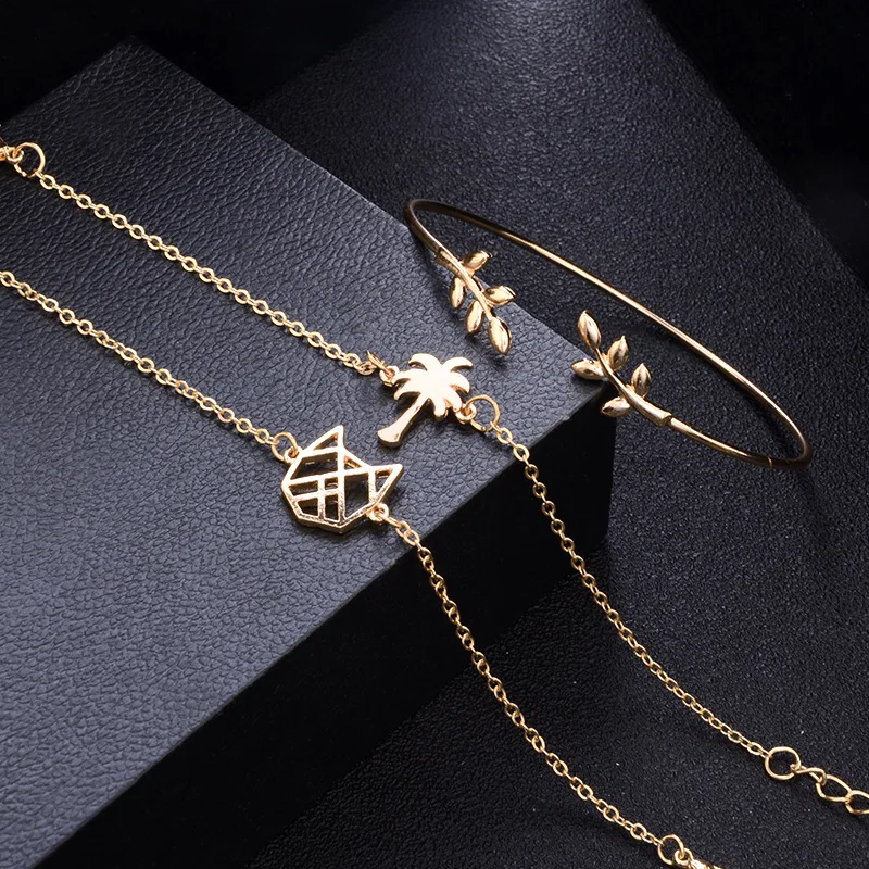 3 шт./упак. регулируемый браслет с имитацией листьев/кокосовое/cat дизайн в