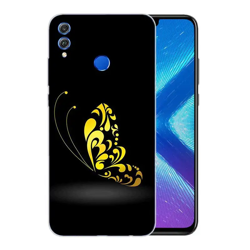 Матовый мягкий с рисунком бабочки чехол для Huawei Honor V20 8X 7 8 9 10 lite 7X 8A V9 Play |