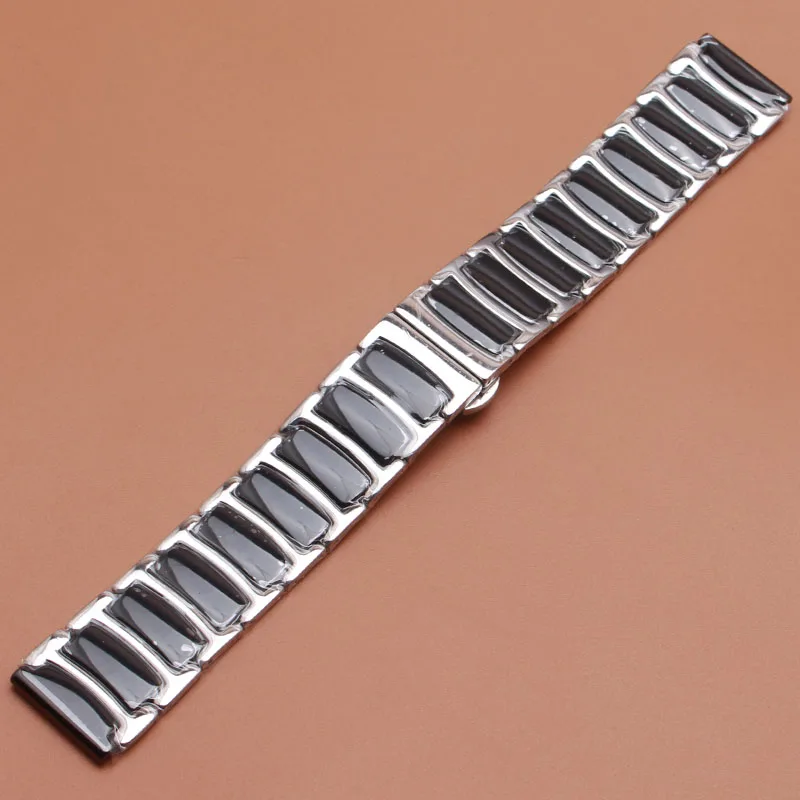 Ремешок керамический для наручных часов однотонный Серебристый браслет из