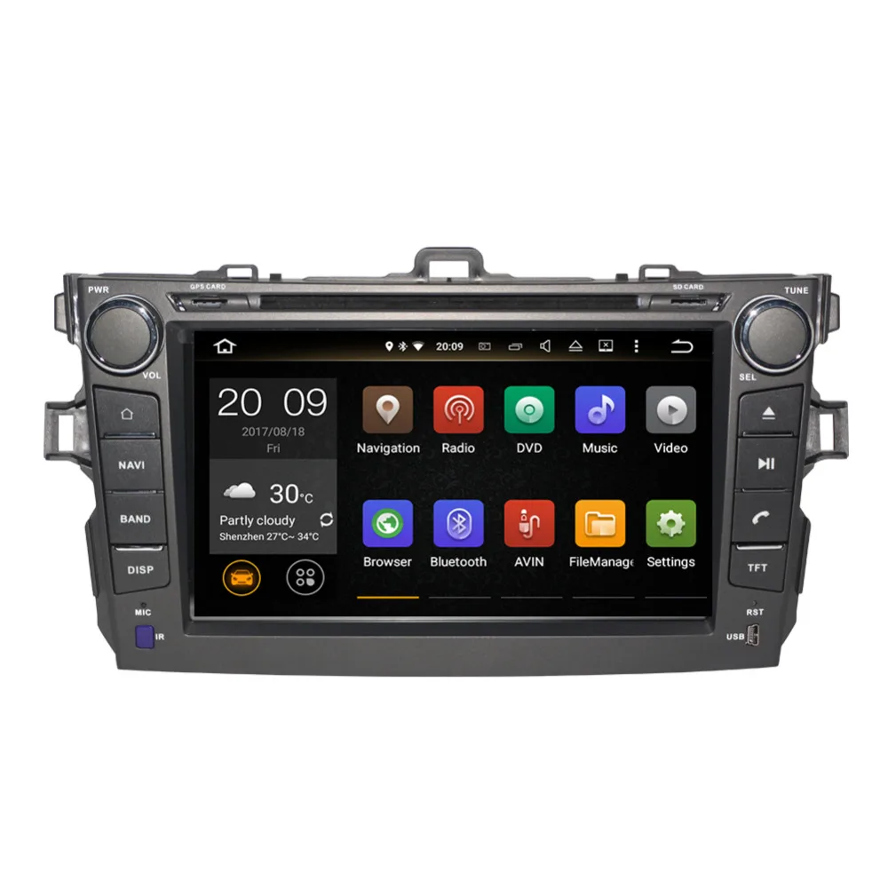 8 Inch Android 8.0 Octa Core 4GB+32GB Car PC GPS Head Unit For Toyota Corolla 2006-2011 Radio Stereo DVD Multimedia Player | Автомобили и