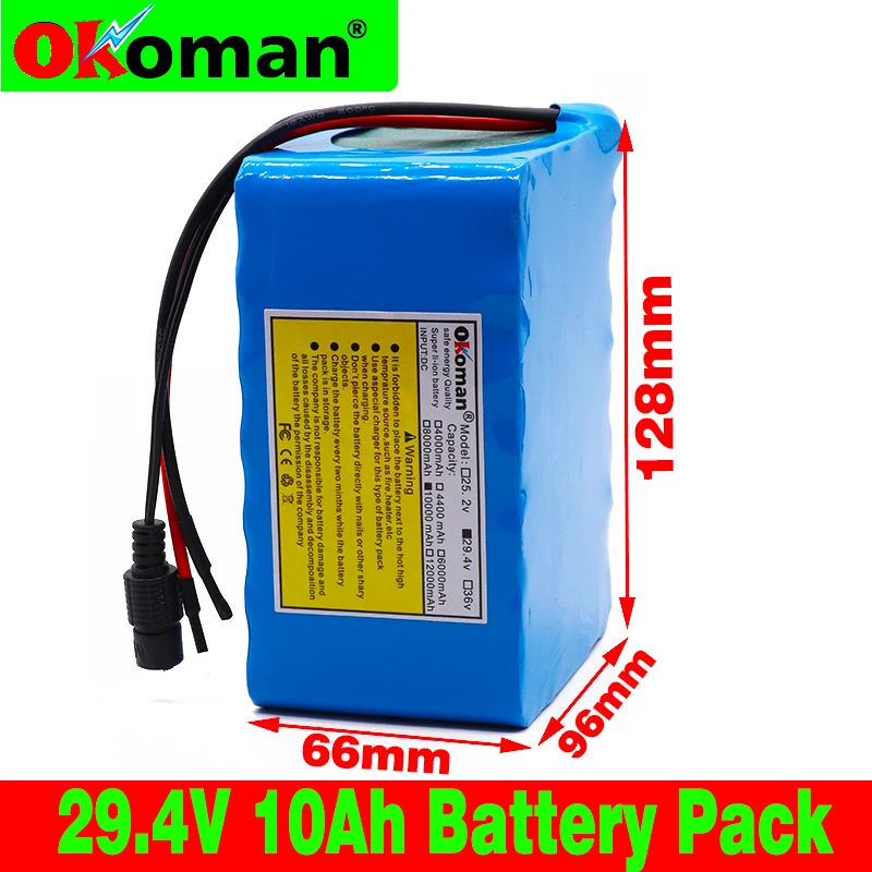 Okoman 7S4P 29 4 V 10Ah 18650 литиевая батарея 10000 mAh Электрический велосипед легкий литий
