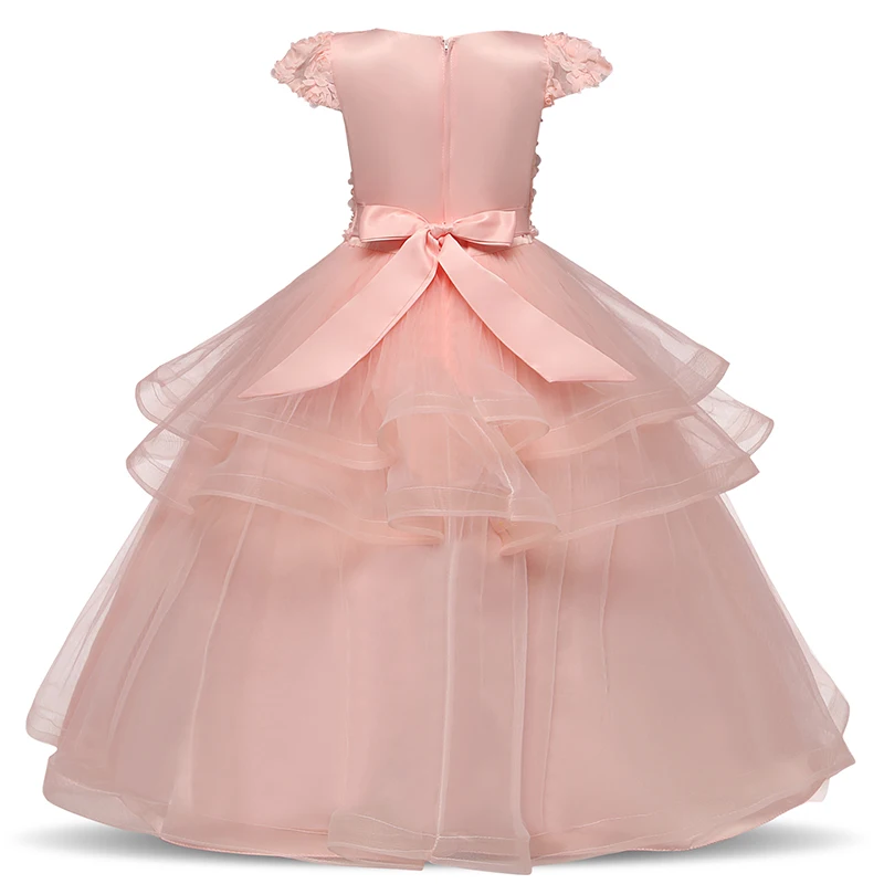 Princess Dress for Girls Solid Party Dresses Children Summer 10 to 12 Years Vestido Batizado Clothes | Детская одежда и обувь