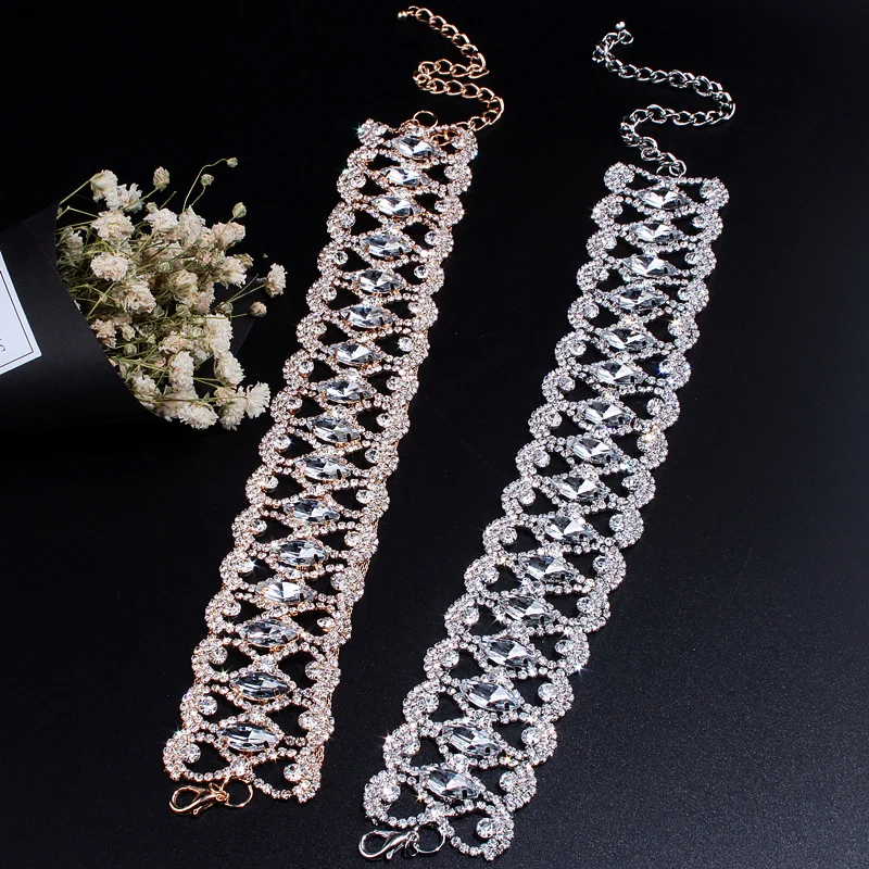 Женское винтажное ожерелье чокер с кристаллами и подвеской нагрудником