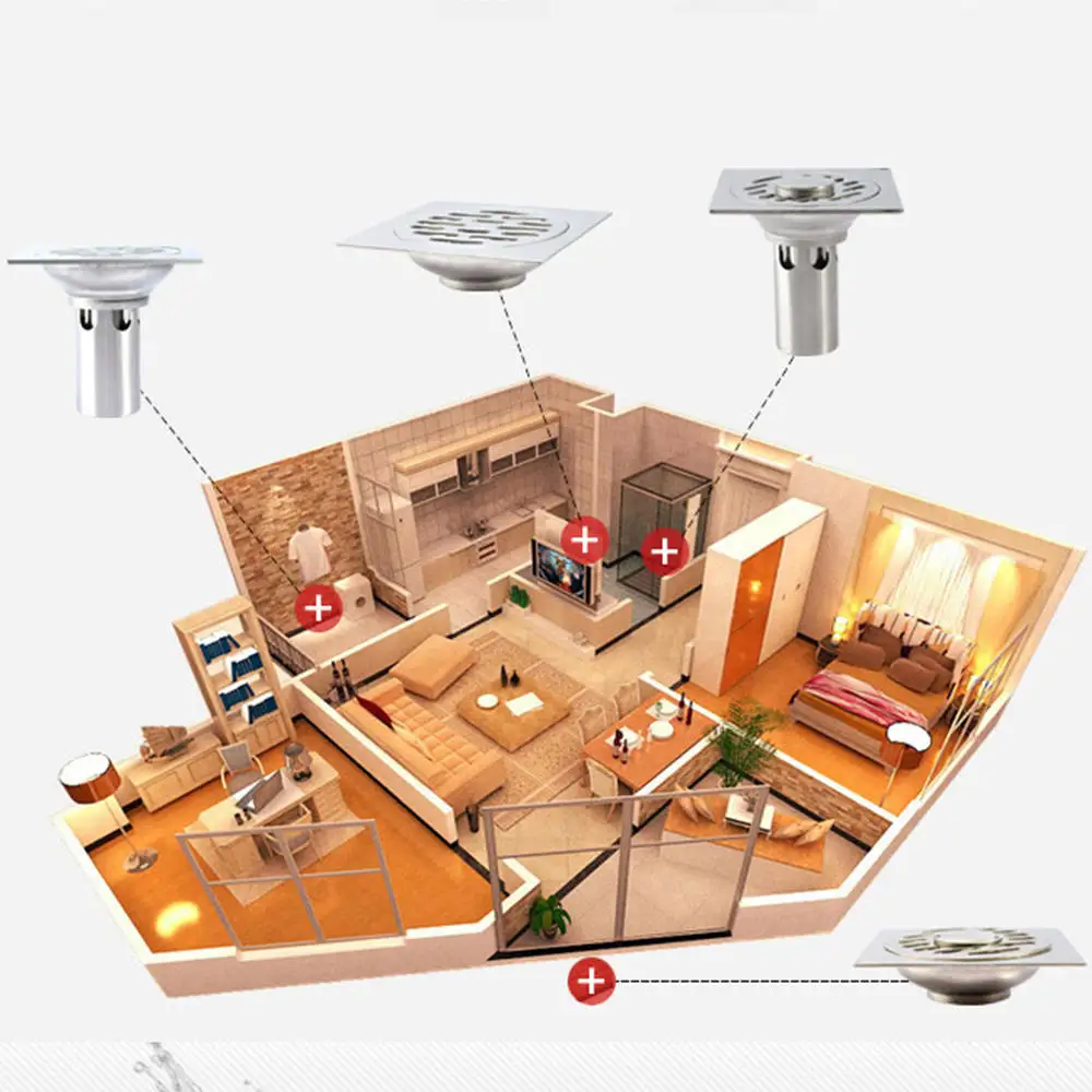 304 Stainless Steel Bathroom Odor Floor Drain Washing Machine Large Flow Thickening | Обустройство дома