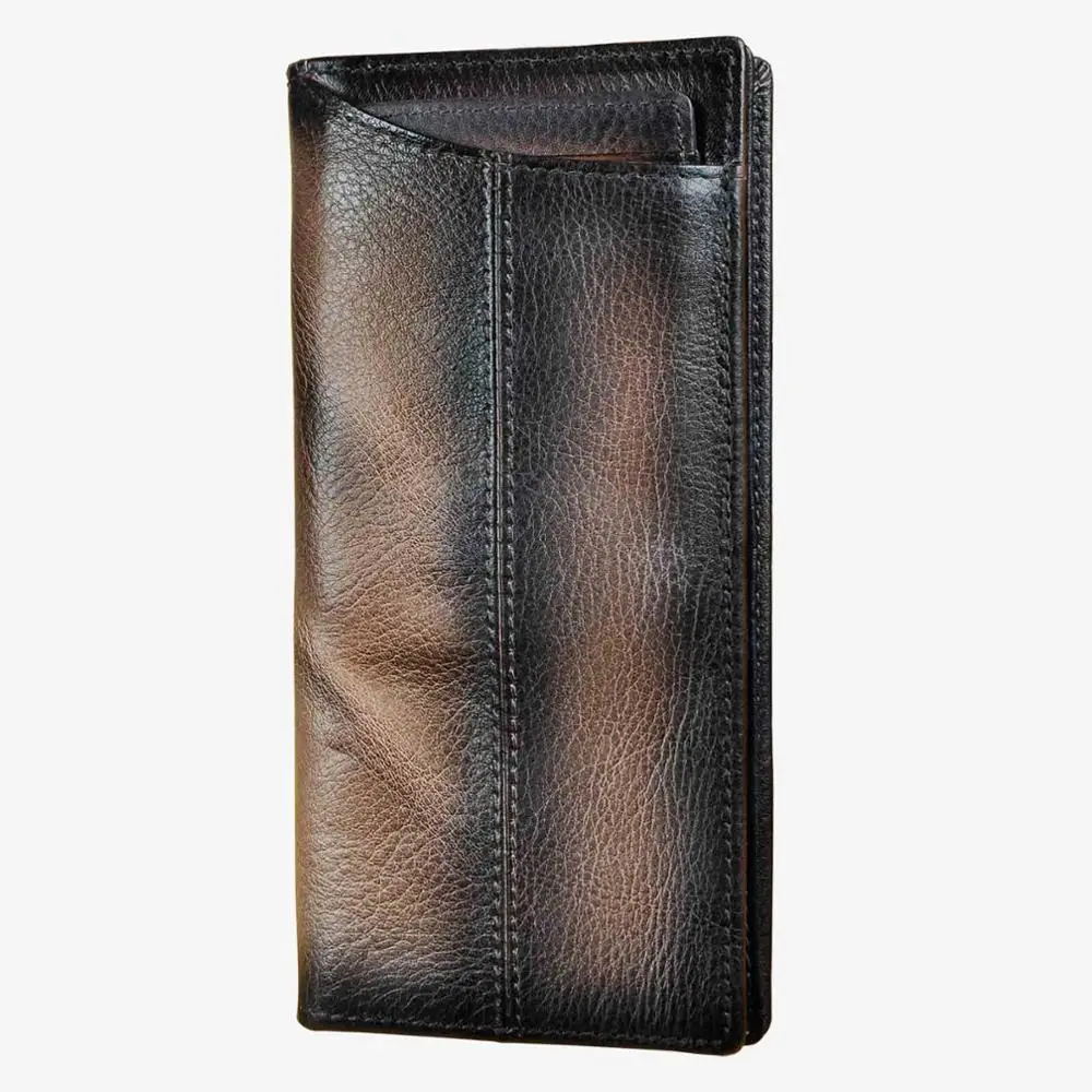 dark brown 2 Модные оригинальные мужские из натуральной кожи большой емкости дизайнерские Чековая книжка Органайзер Дорожный Чехол для карт кошелек для мужчин 1019c - Цвет: dark brown 2