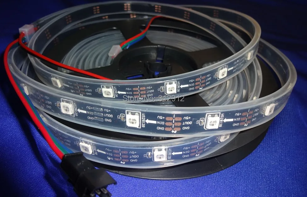 Черный PCB 5 м DC5V WS2812B led pixel srip IP68 30 шт. WS2812B/m с пикселей водонепроницаемый в