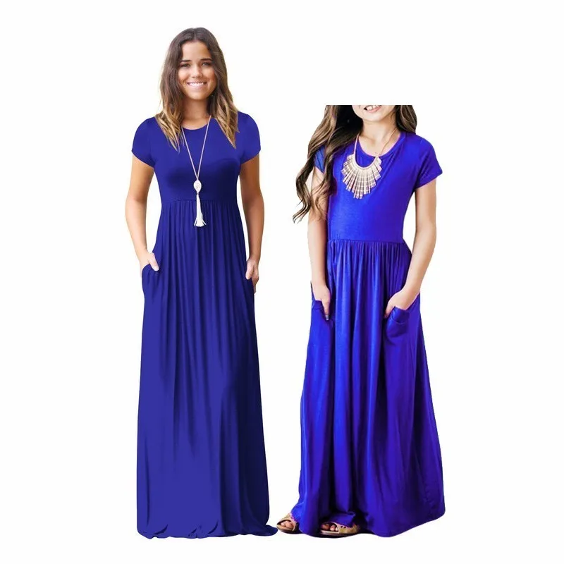 Ali1101L LILIGIRL/длинные платья для мамы и дочки; Новинка года; летнее пляжное платье для девочек; vestido; Одинаковая одежда для семьи «Мама и я»; комплекты одежды - Цвет: Ali1101L