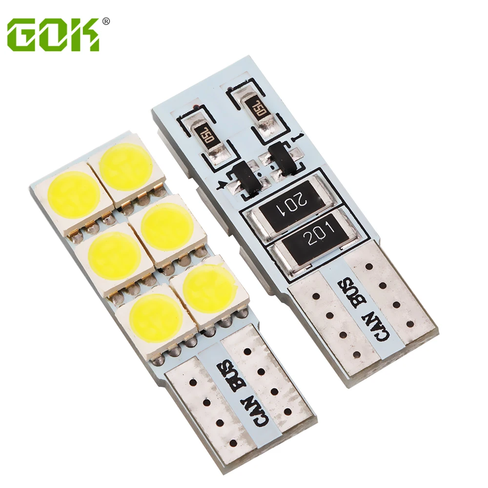 Оптовая продажа Автомобильные светодиодные лампы 100 шт./лот T10 6smd 5050 led w5w LED canbus